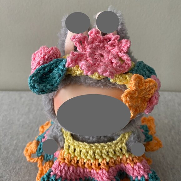Handmade Crochet Multicoloured Floral Outfit for 17cm Plush Doll 2-Piece Set - Picture 5 of 9